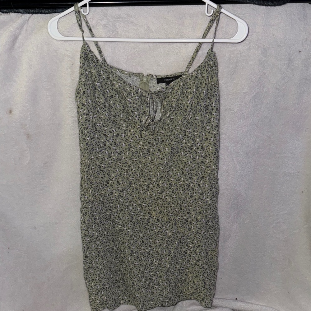 Forever21 Floral Green Spaghetti Strap Top